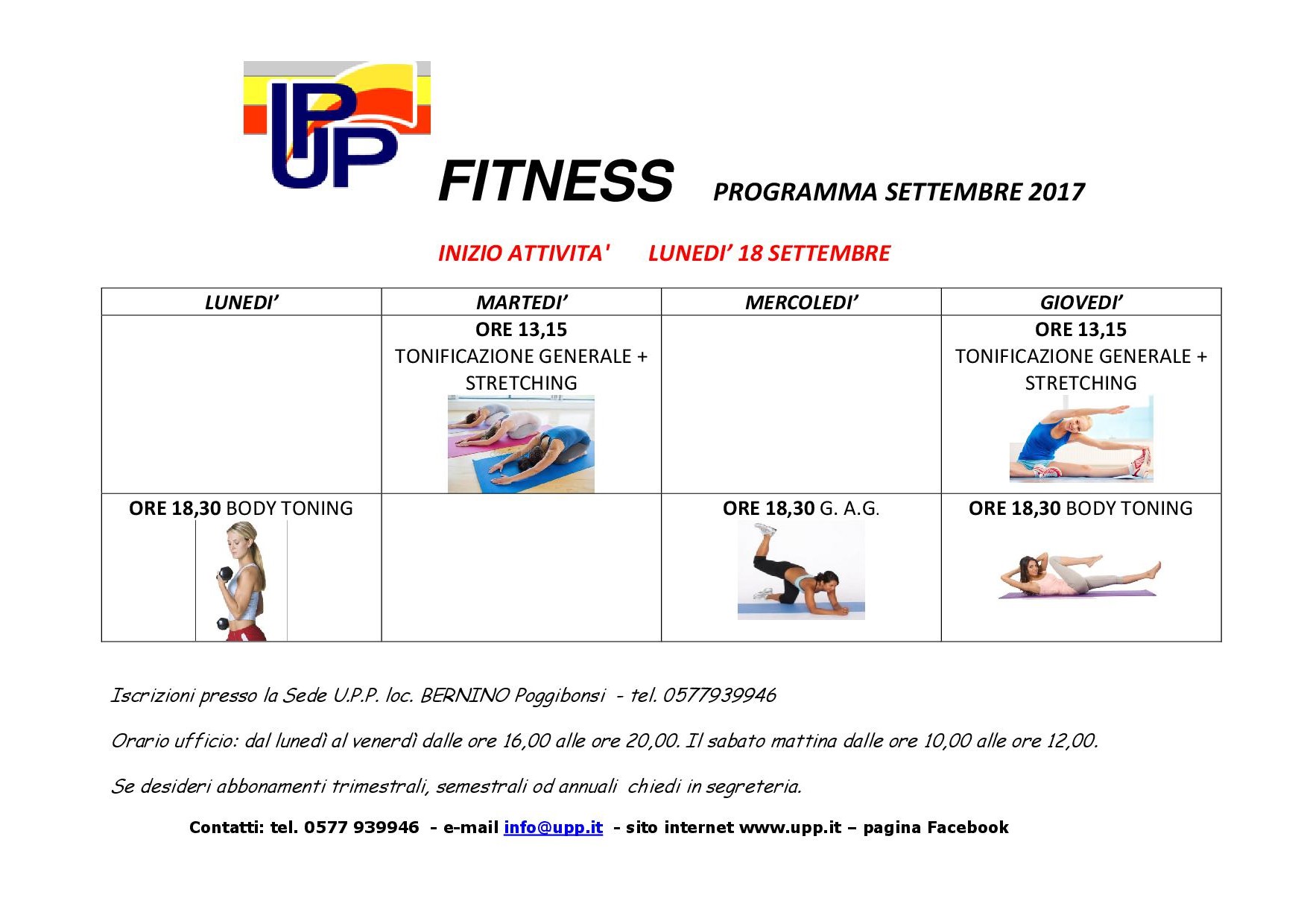 fitness Settembre 2017programma
