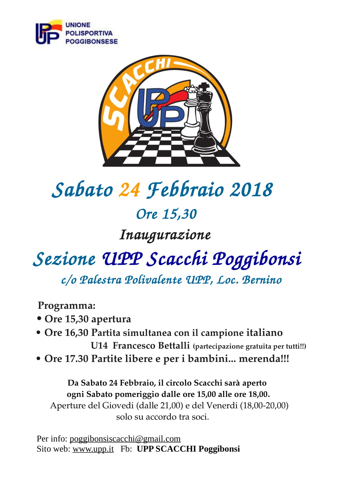 Inaugurazione della sezione scacchi